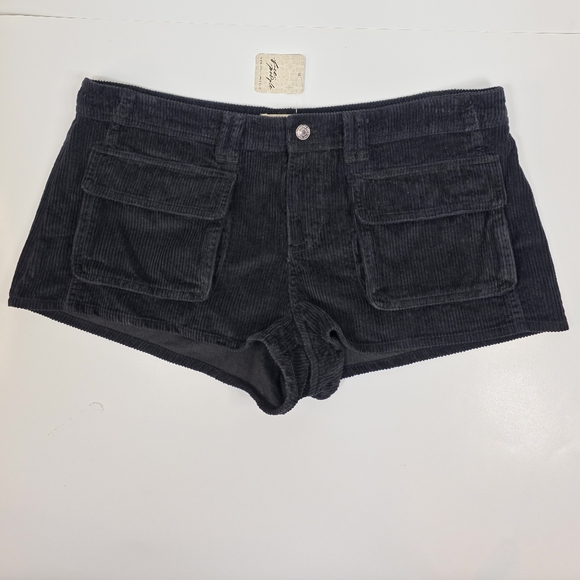 We The Free Knock Out Low-Rise Corduroy Micro Shorts Black Size 12 NWT $128